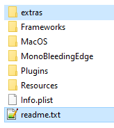 readme.txt and extras directory copied into the Mac build.